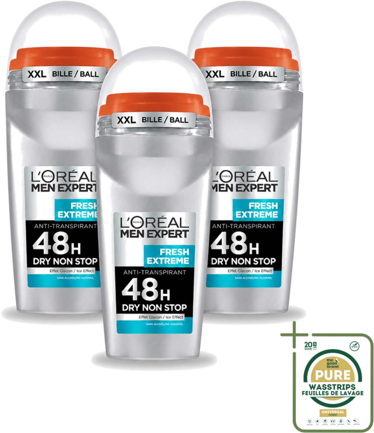 3 x L’Oréal Paris Men Expert – Deodorant Roller – Fresh Extreme 48H – 50 ml - Anti-transpirant - Deodorant Roller - Ice Effect - Frisheid - Zweetbestrijding