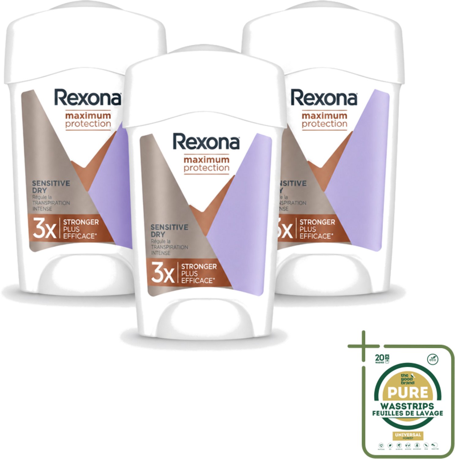 3 x Rexona Women – Anti-Transpirant Stick – Maximum Protection Sensitive Dry – 45 ml - Anti-transpirant - Zweetbescherming - Gevoelige Huid - Deodorant - Zweetklieren