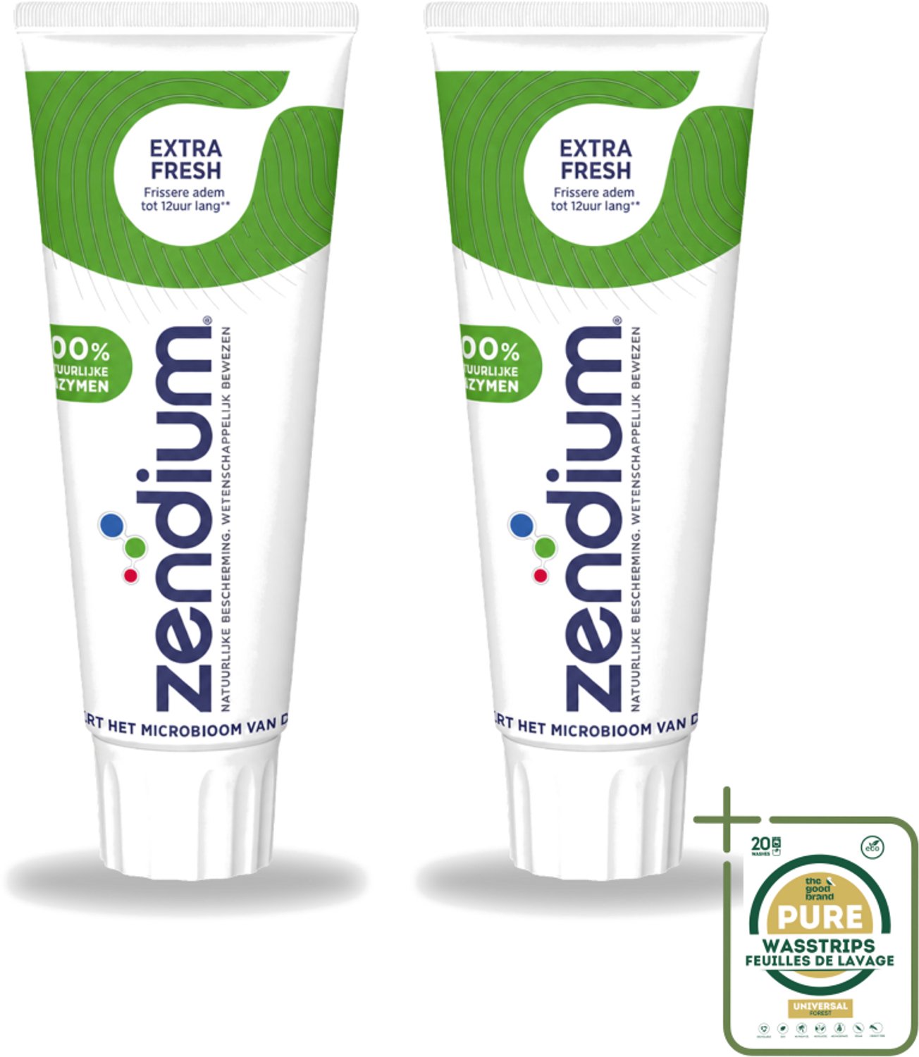 2 x Zendium - Extra Fresh - Tandpasta - Natuurlijke Enzymen - 75 ml - Wasstrips - Tandpasta - Enzymen - Natuurlijke Bescherming - Mondgezondheid - Fluoride