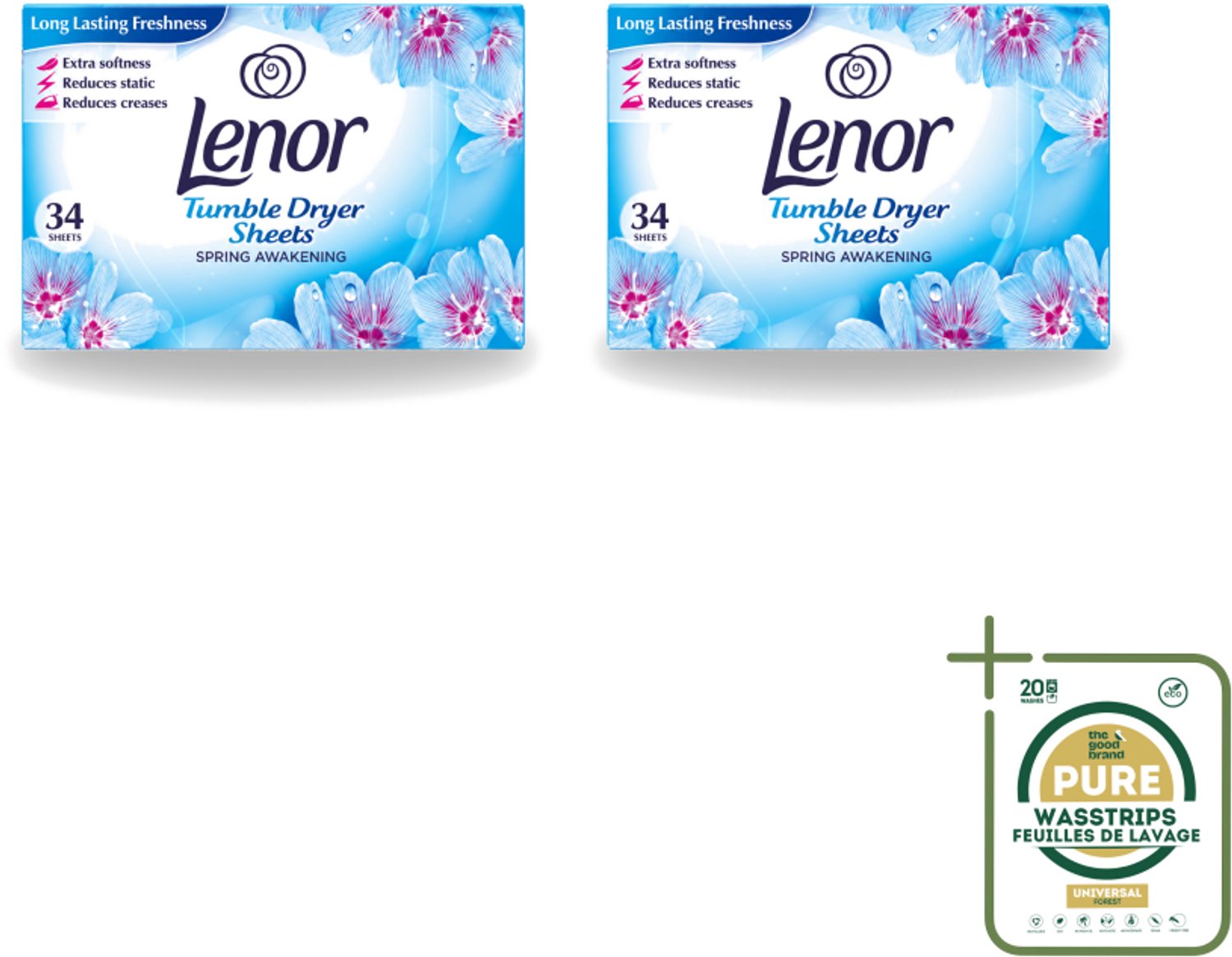 2 x Lenor - Droogtrommeldoekjes - Spring Awakening - 34 Doekjes - Wasstrips - Droogtrommeldoekjes - Droogtrommel - Frisheid - Voorjaar - Kleding