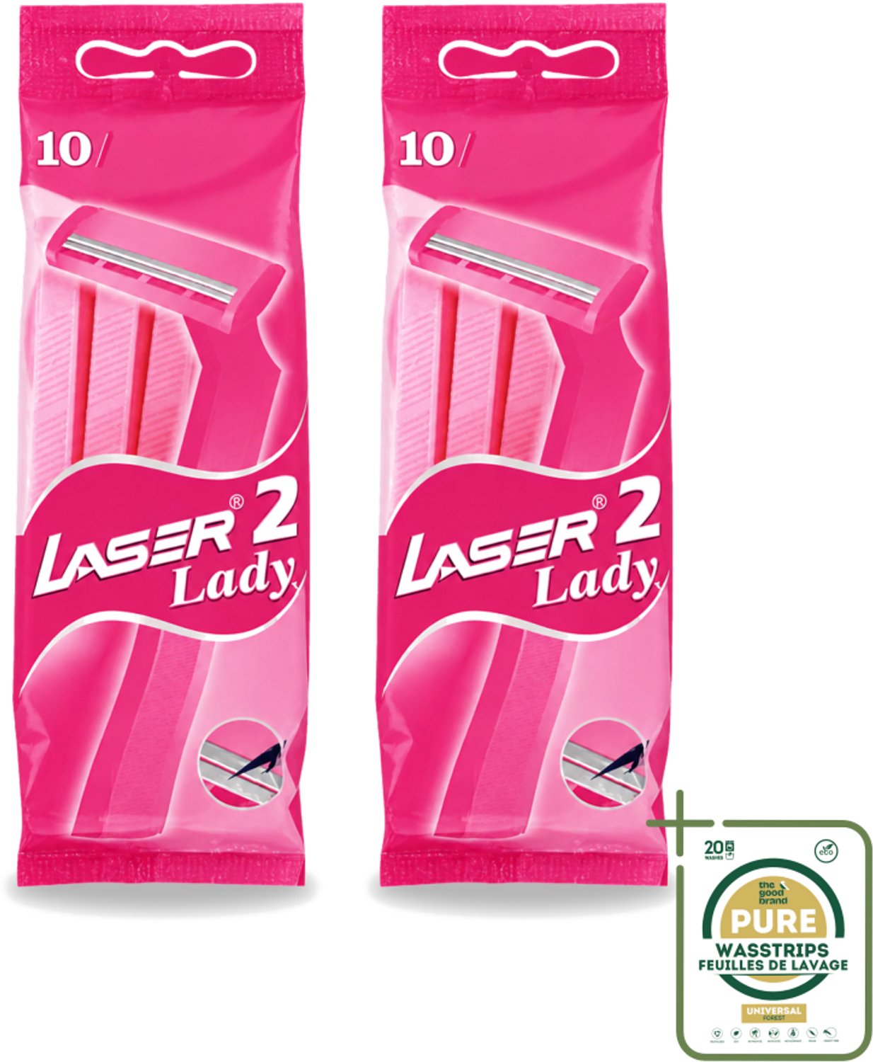 2 x Benson - Laser Twin Women - Wegwerpscheermesjes - Voor Vrouwen - 10 Mesjes - Scheermesje Vrouw - Wegwerpscheermesje - Tweevoudige Scheermesjes - Vrouwelijke Scheermesjes - Scheerresultaat