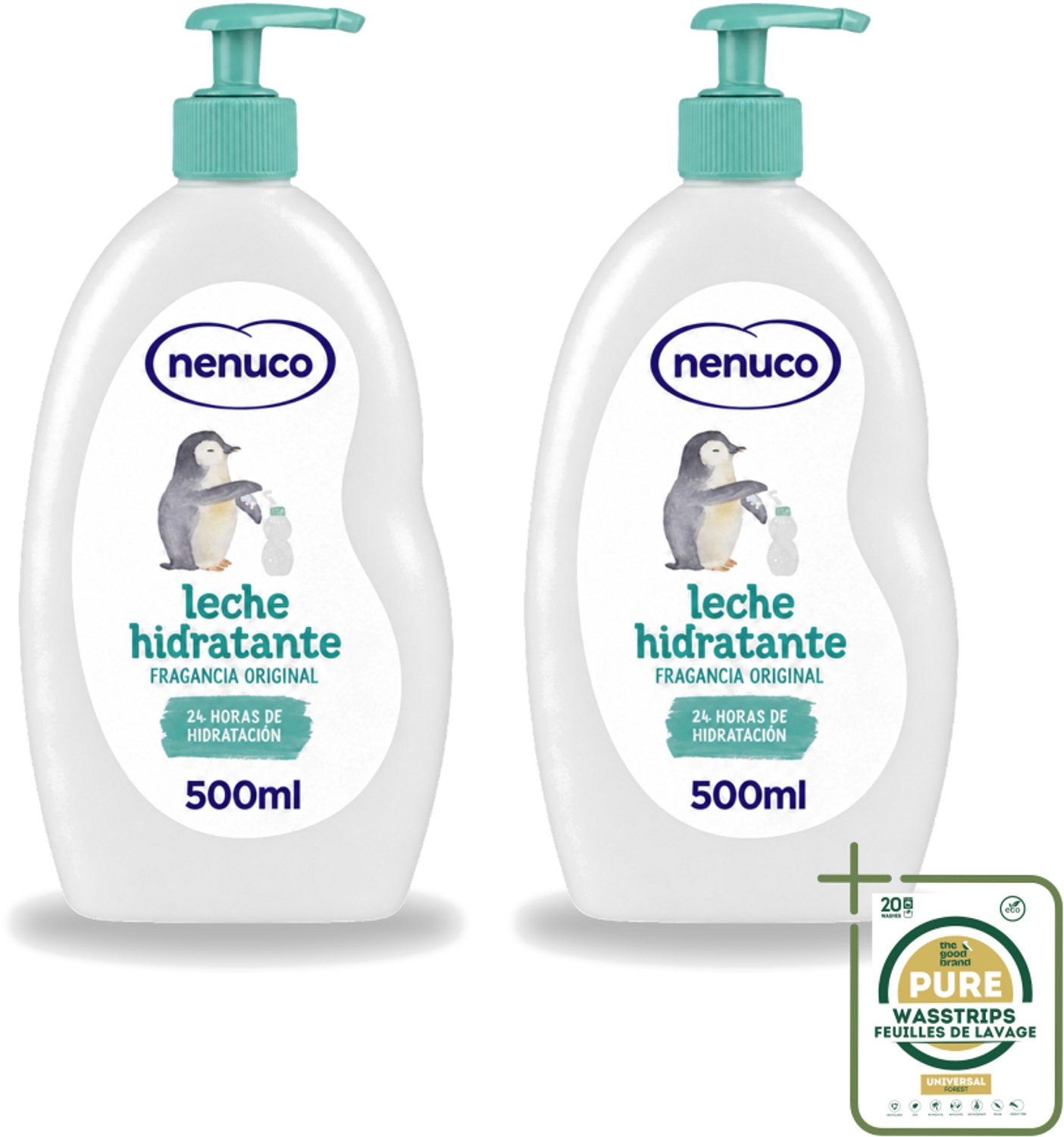 2 x Nenuco - Bodymilk - Verzorgende Bodylotion - Hydraterend - Met Pomp - 500 ml - Wasstrips - Babyhuid Verzorging - Hydraterende Bodylotion - Bodymilk Voor Baby - Shea Butter - Dermatologisch Getest