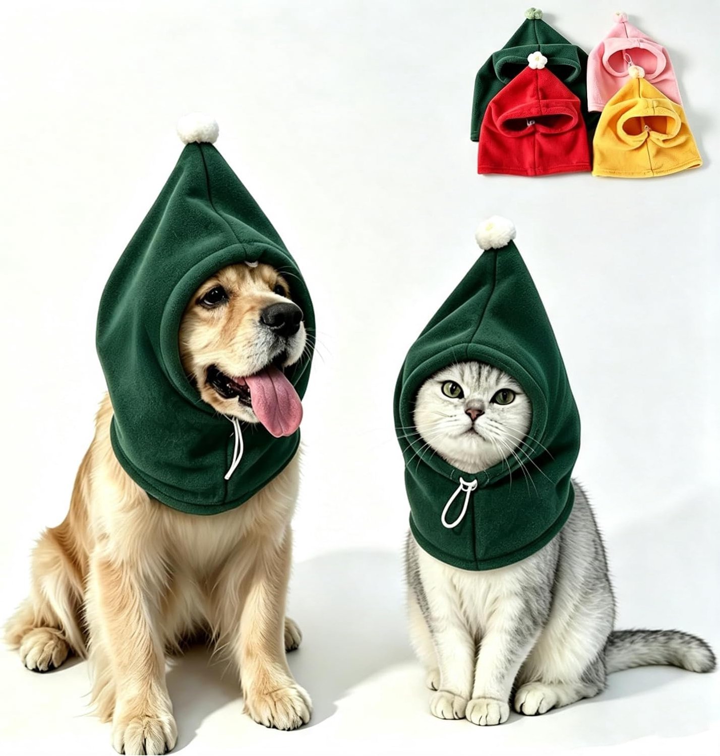 Hondenmuts voor de winter met oorwarmer en trekkoord, thermische nekwarmer voor kleine honden, zacht en behaaglijk, ideaal voor wandelingen bij kou, groen: M