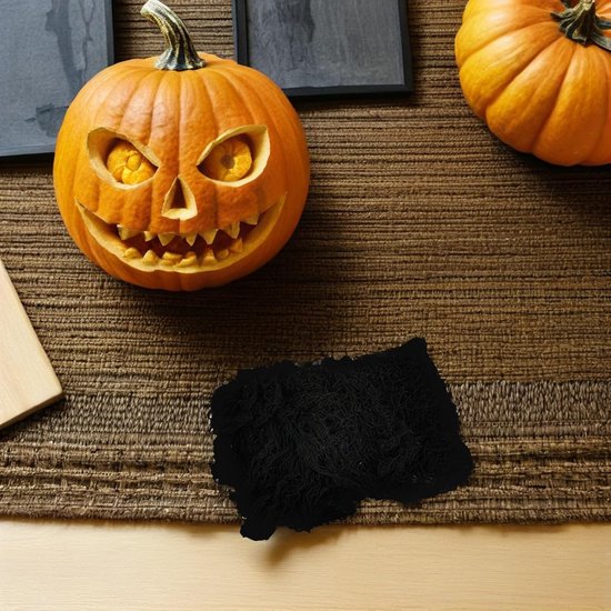 6 Stuks Delige Zwarte Halloween Gauze van Polyester-katoen Herbruikbare Lichtgewicht Spookachtige Decoratie voor Ramen Deuren Tuin voor Enge Halloween-feestjes — afbeelding 3