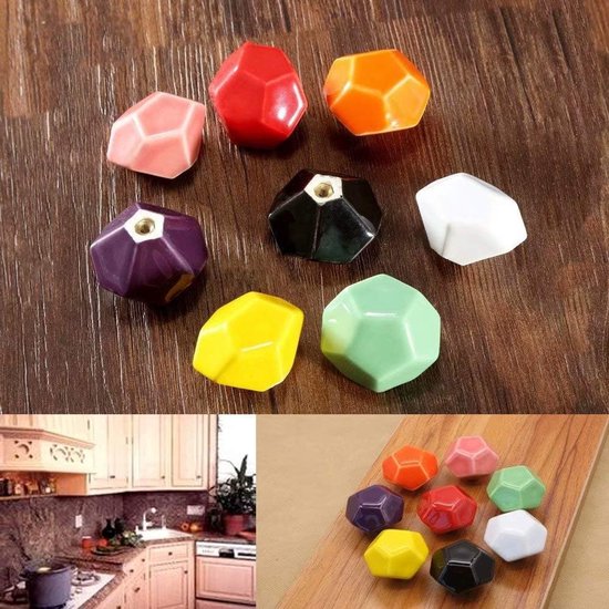 6 stuks Lade Knoppen Keramische Kabinet Knoppen Keuken Slaapkamer Kantoor Kastdeur Trekhendel Meubels Borst Dressoir Handgrepen voor Kast Kledingkast Creatieve Home Decor (Paars) — afbeelding 3