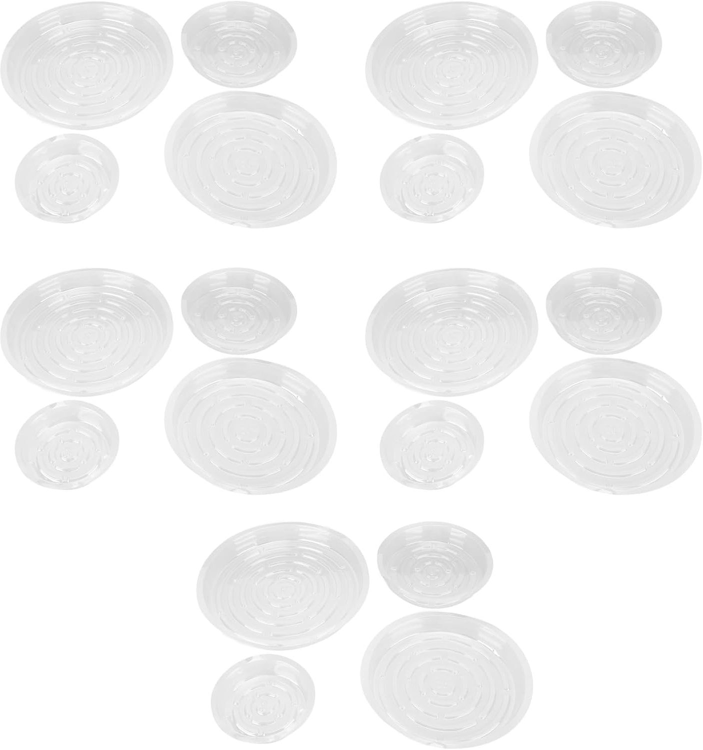 Set van 20 Schotels voor Planten - 15,2 Cm, 20,3 Cm, 25,4, 30,5 - Transparant Plastic voor Interieur en Buitenkant