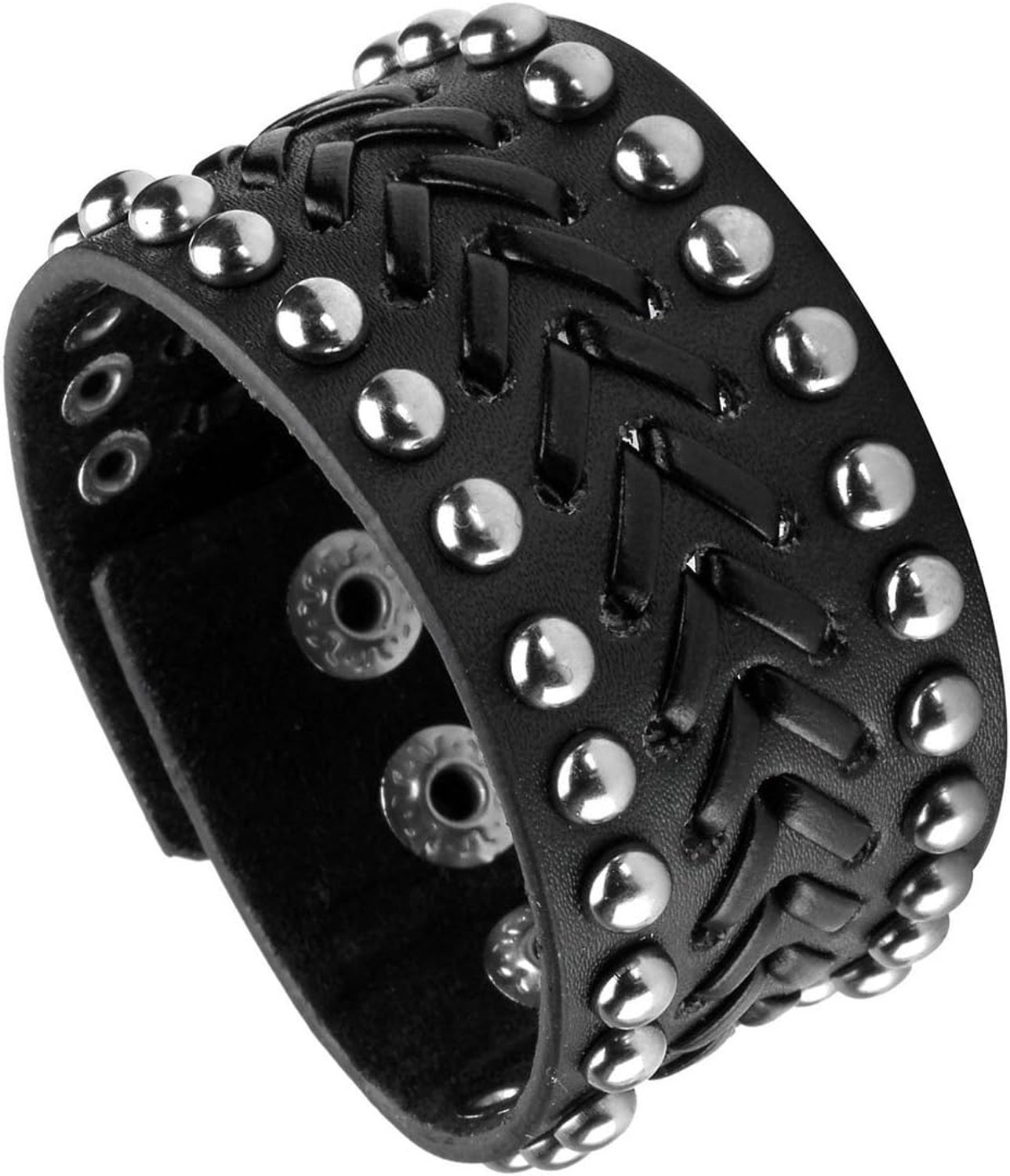 Eigso Pirat Punk Biker Gothic PU lederen armband met klinknagels kettingen voor dames heren verstelbaar
