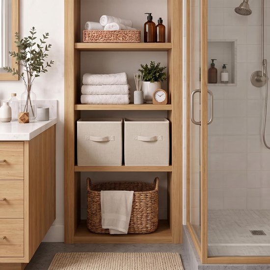 Set van 2 opvouwbare opbergkubussen van stof, 26,7 × 26,7 × 28 cm grote opbergmanden in linnenlook met een robuuste draaggreep, opvouwbare opbergkubus, beige — afbeelding 5