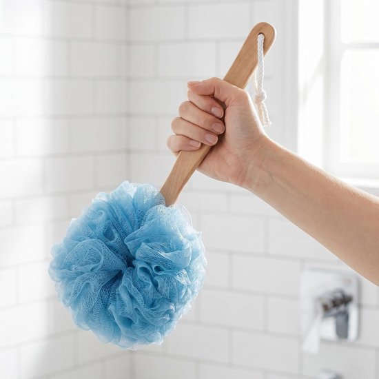 2 Stuks Badborstel met Lange Steel Zachte Nylon Mesh Spons voor Lichaamsexfoliatie Massage Borstel voor Rug Benen Geschikt voor Mannen Vrouwen Duurzaam Comfortabel Gebruik — afbeelding 3
