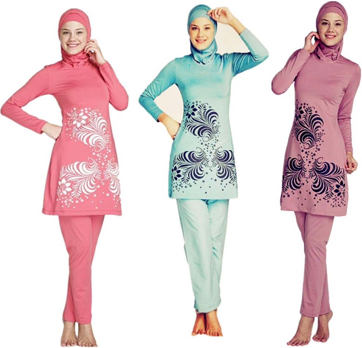 Badpak Moslim Dames Meisjes Badpak Moslim Swimwear Meisjes Dames Volledige afdekking Beachwear Burkini (Sun101-Red, Azië M - Europa maat 36 - 38)