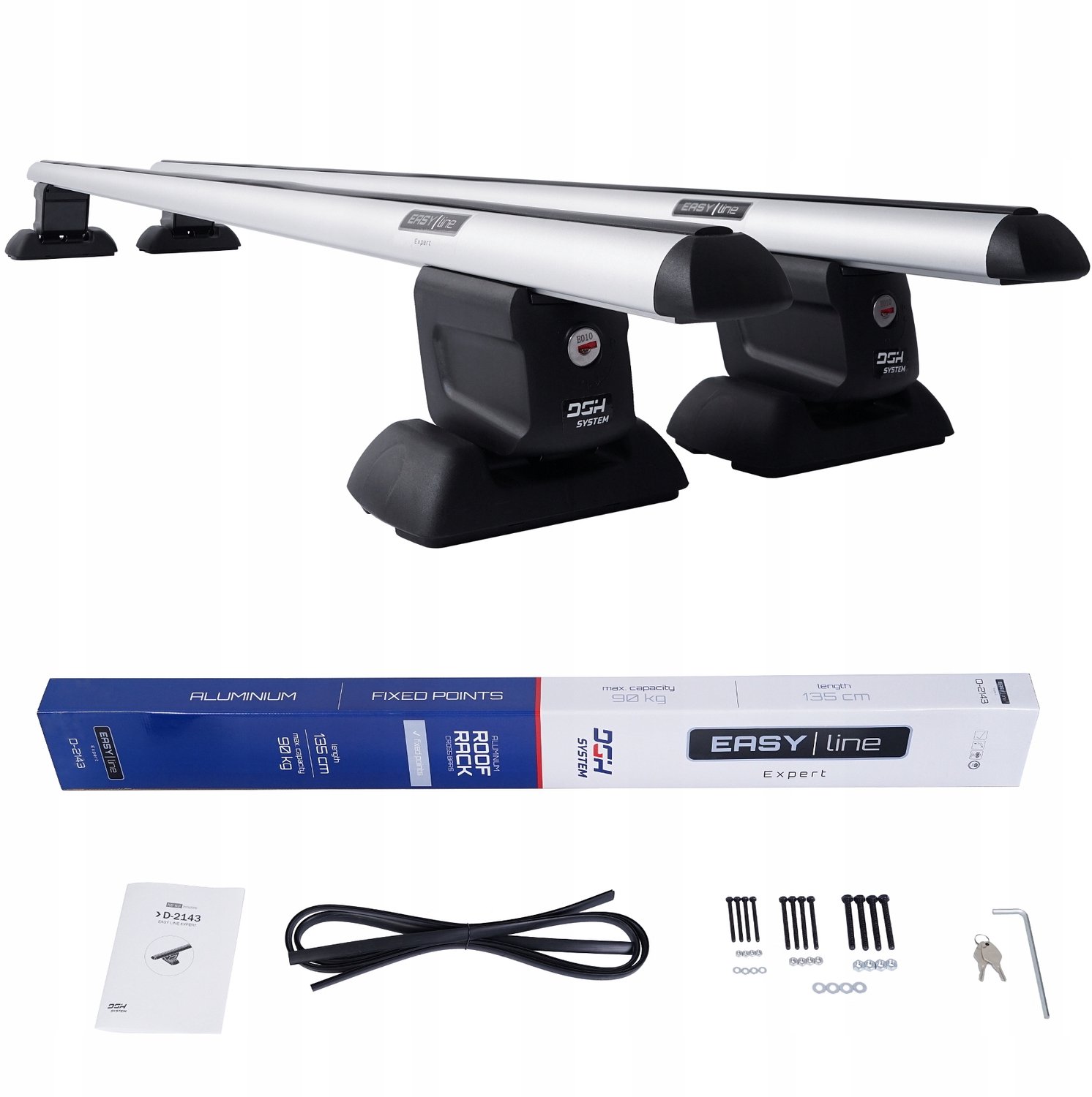 Dakdragers Aluminium Easy Line Expert 135cm voor Montagepunten