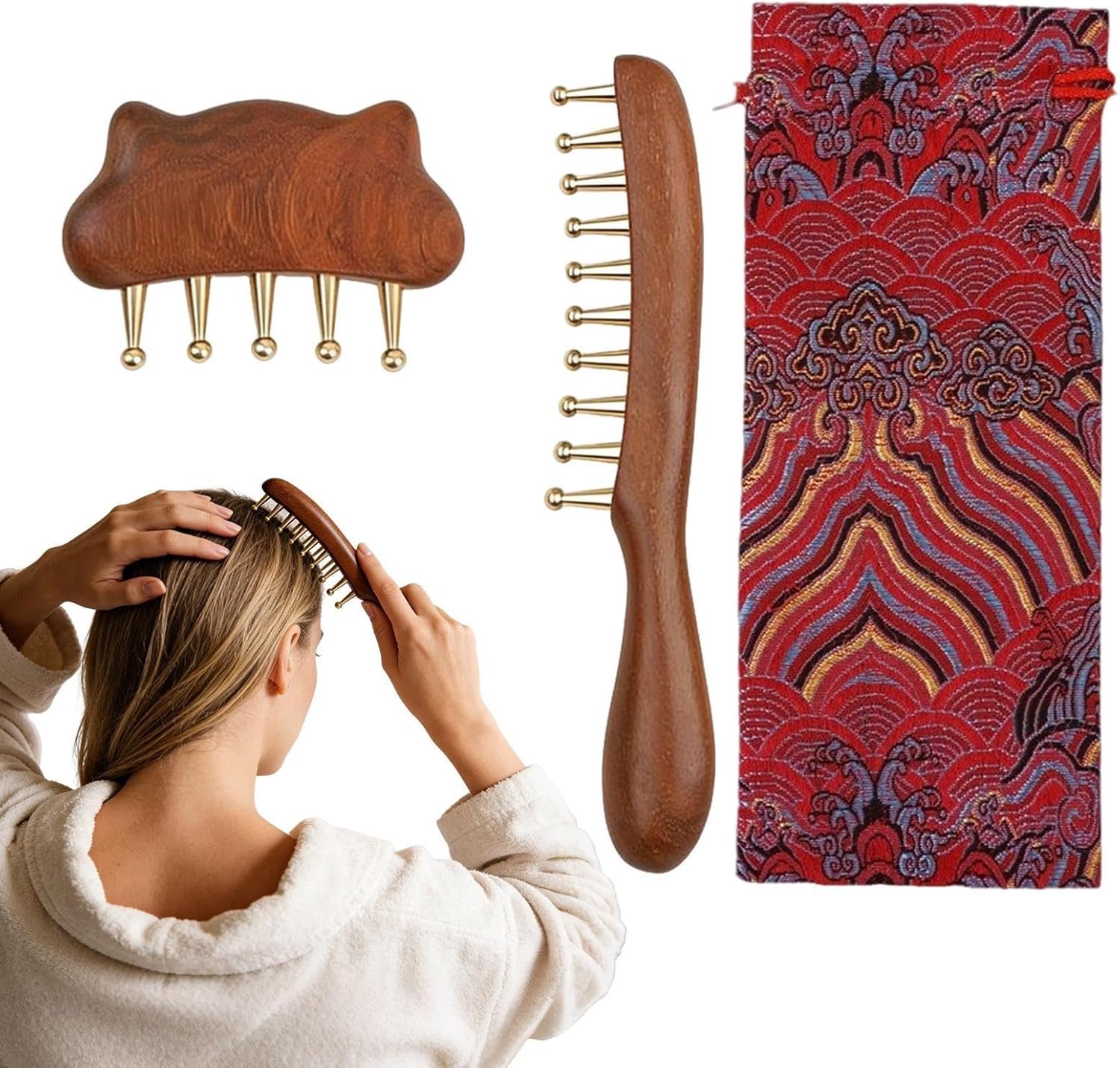 Houten Hoofdhuid Massager Houten Wijdetanden