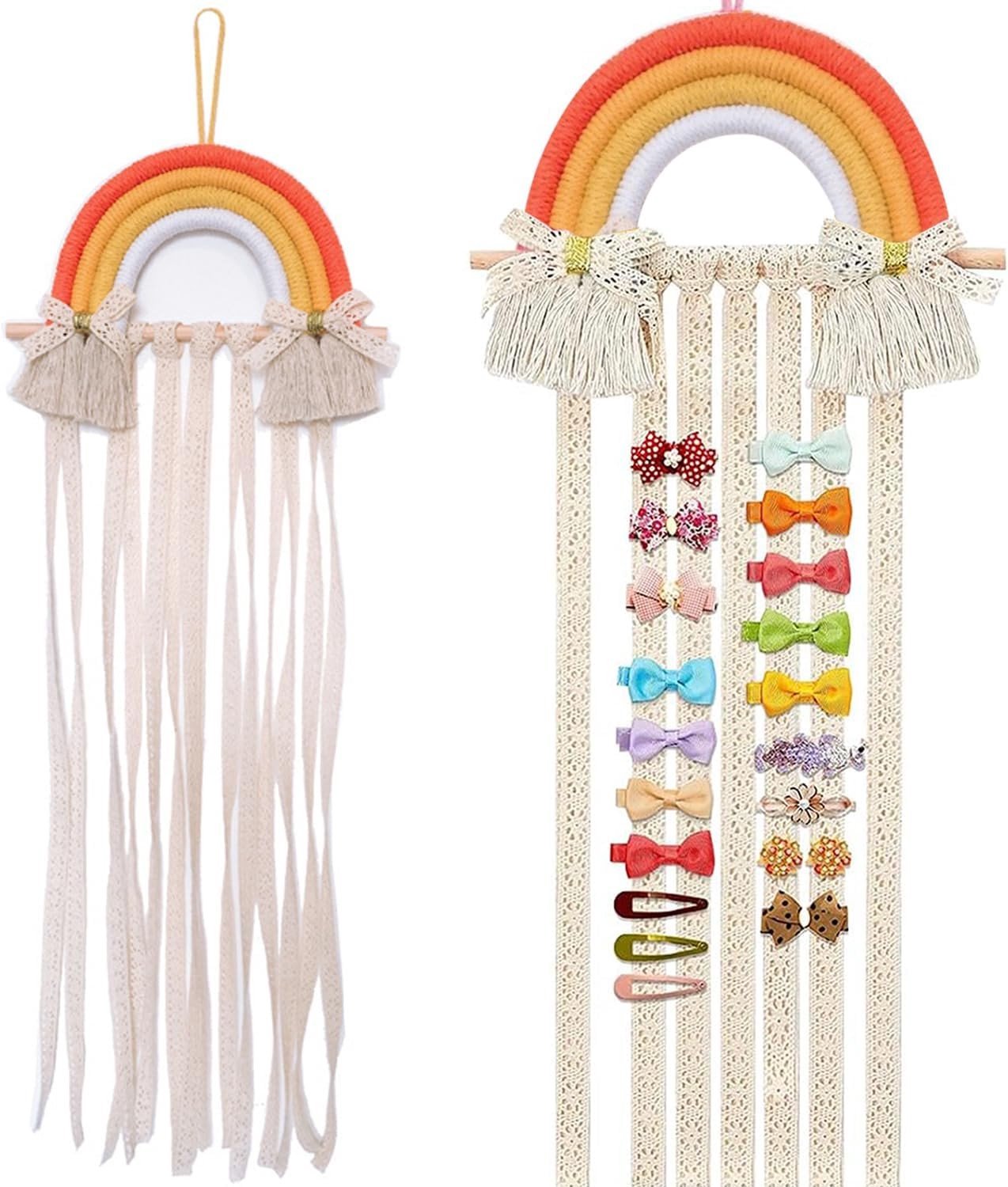 Haarspeld Organizer voor Meisjes - Handgeweven Regenboog Haarclip Organizer voor de Slaapkamer en Woonkamer, Perfect voor Accessoires en Opberging