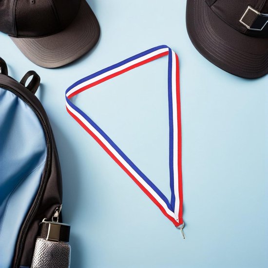 50 Stuks Rood Wit Blauw Medaille Linten met Stevige Clip Verstelbare Zachte Halsband voor Sportevenementen Groepsprijzen Feestelijke Onderscheiding Dragen — afbeelding 2