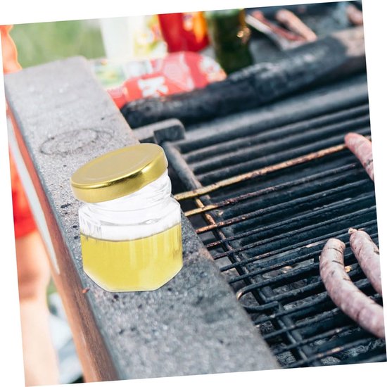 Stuks Zeshoekige Honingpot Potten Metalen Deksel Verzegelde Honingflessen voor de Keuken — afbeelding 2