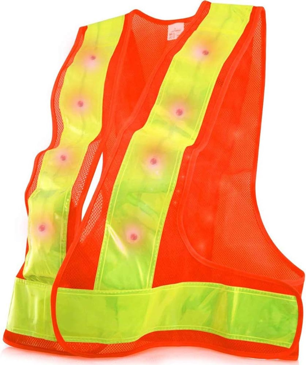 LED-veiligheidsvest, Reflecterend Vest met Hoge Zichtbaarheid met 16 LED-verlichting en 360 Reflecterende Strips, voor Nachtverkeer, Bouw, Fietsen, Hardlopen