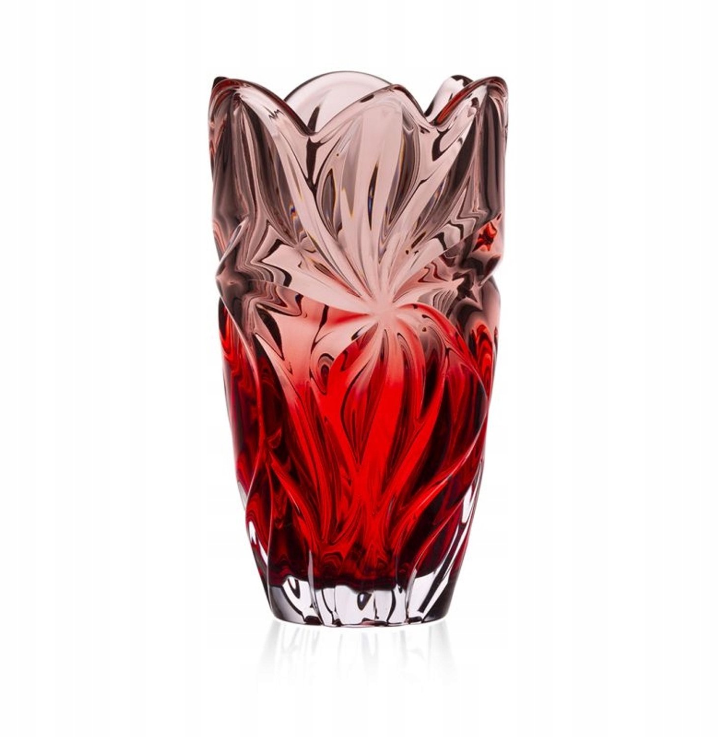 Bohemia Flora Red Pink Kristallen Vaas 28cm