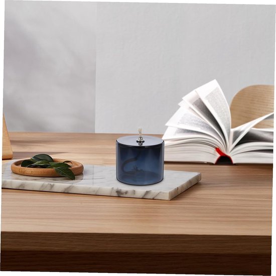 Vintage Glazen Olielamp met Metalen Lont Creatief Navulbaar Stijlvol voor Huisdecoratie Geschikt Middelpunt Bij Bruiloften Binnengebruik Grijs Middelgroot Model voor Sfeervolle — afbeelding 4