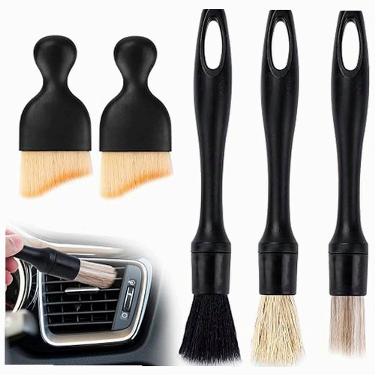 5-delige Set Auto Detail Borstels - Zacht Synthetisch