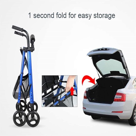 Opvouwbare Rollator Rollator Rollator Rollator Walker, Looprek 4 Wiel Opvouwbaar Compact Mobiliteitshulpmiddelen Met Zitzak Transportstoel Walker Multifunctioneel Wandelstok Ouderen Gehandicapten Del — afbeelding 5