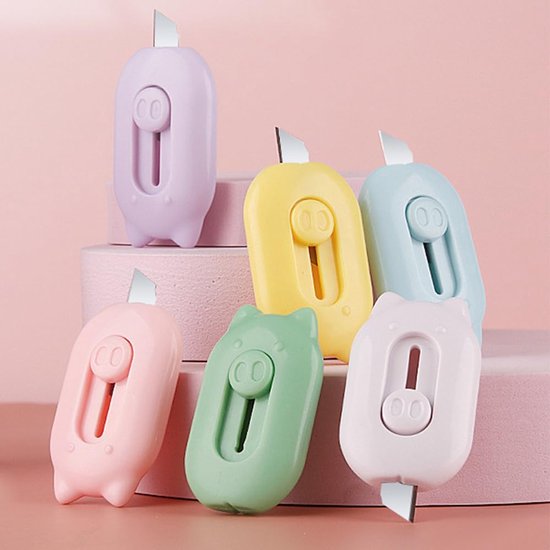6 stuks mini-doossnijder, intrekbaar universeel mes, mini-gebruiksmes, draagbaar, schrijfwaren messen voor enveloppen, papiersnijden, doos of verpakking — afbeelding 2