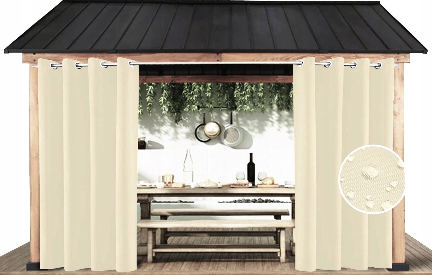 Waterdichte Gordijnen 155x230 cm voor Terras, Tuin en Balkon