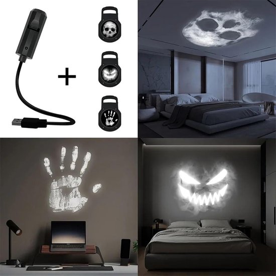 Sterrenprojector - Halloween Projector - Met 3 Films - Sterren Nachtlamp - Halloween nachtlampje - Projectorlamp - Galaxy Projector - Halloween decoratie - HD - Plug-and-play - USB - 360° Rotatie - Kerstcadeaus - Voor kamperen, auto, plafond