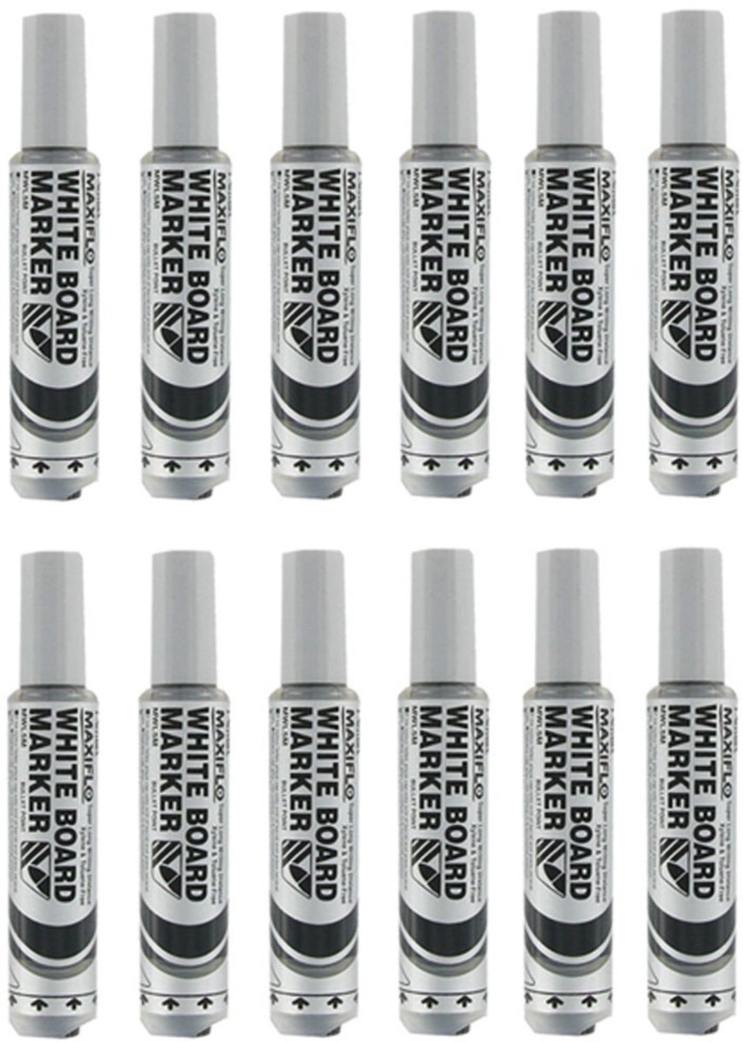 Pentel Maxiflo Whiteboard Marker Zwart - 12 Stuks