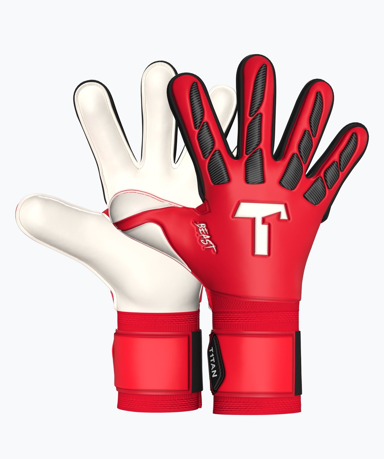T1TAN Beast 4.0 Demon Red Junior Keepershandschoenen kinderen - met vingerbescherming - Maat 6