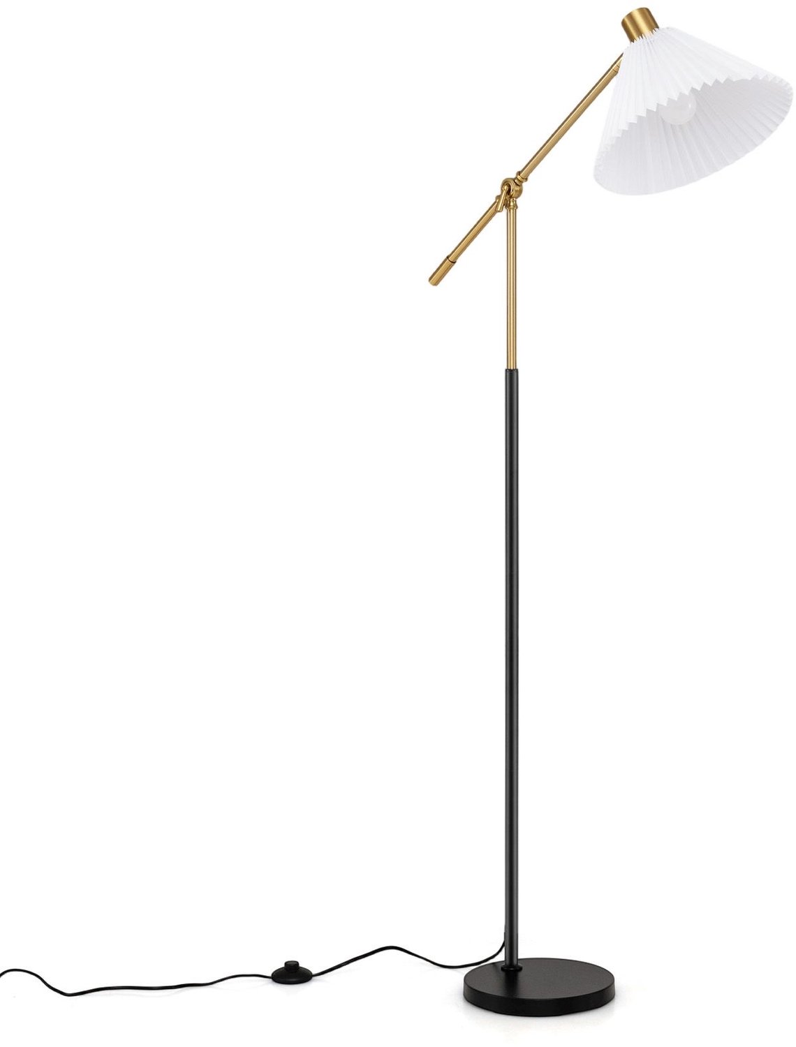 SureDeal® - Lamp - Staande - Woonkamer Moderne Metalen - Verstelbare Hoogte - Hoek Stoffen Lampenkap - 25x157 cm - Goud
