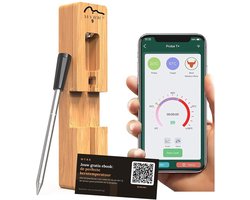 Myrr® Draadloze Vleesthermometer met App - Bluetooth - BBQ Thermometer - Kernthermometer voor Oven, Airfryer en Grill - incl. Gratis Ebook