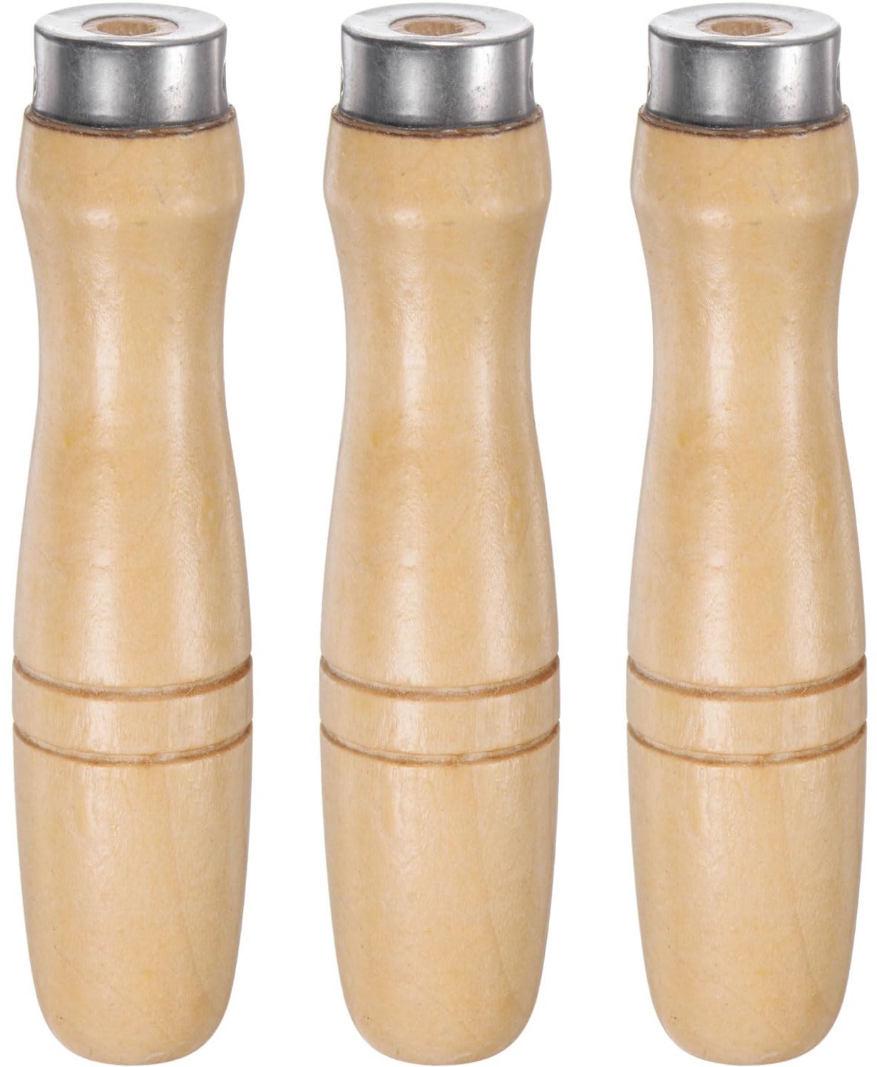 QUARKZMAN Handvat voor houten vijlen, 3 stuks, ergonomische handgrepen, rond gat van 12 cm en 6,8 mm, metalen kraag - ShopVlot