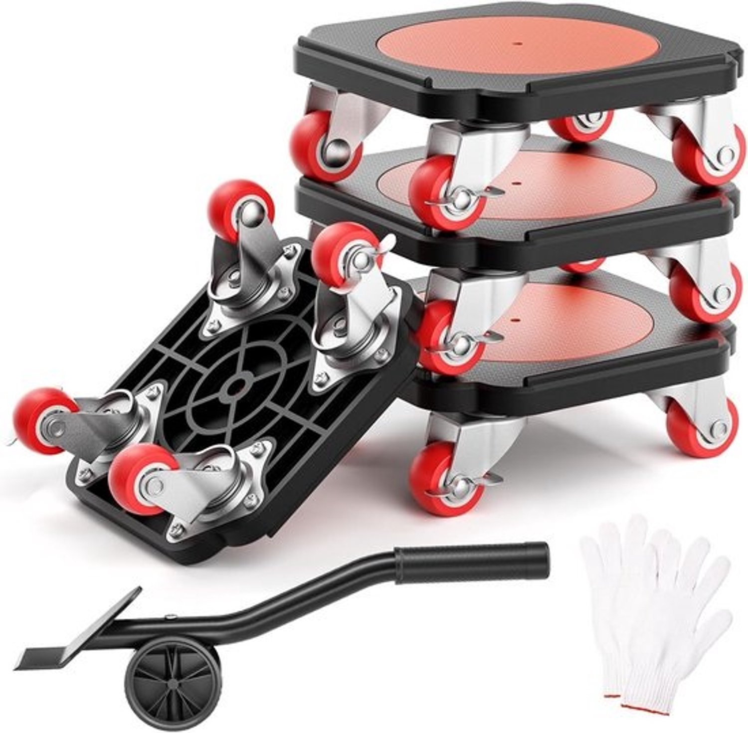 Meubeltransportset - met hefboom en 360° draaibare rollers - voor zware lasten