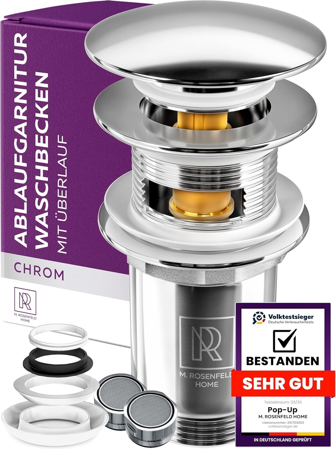 Afvoerplug met Overloop - RVS - 100% Lekvrij - Eenvoudig te Bedienen - ShopVlot