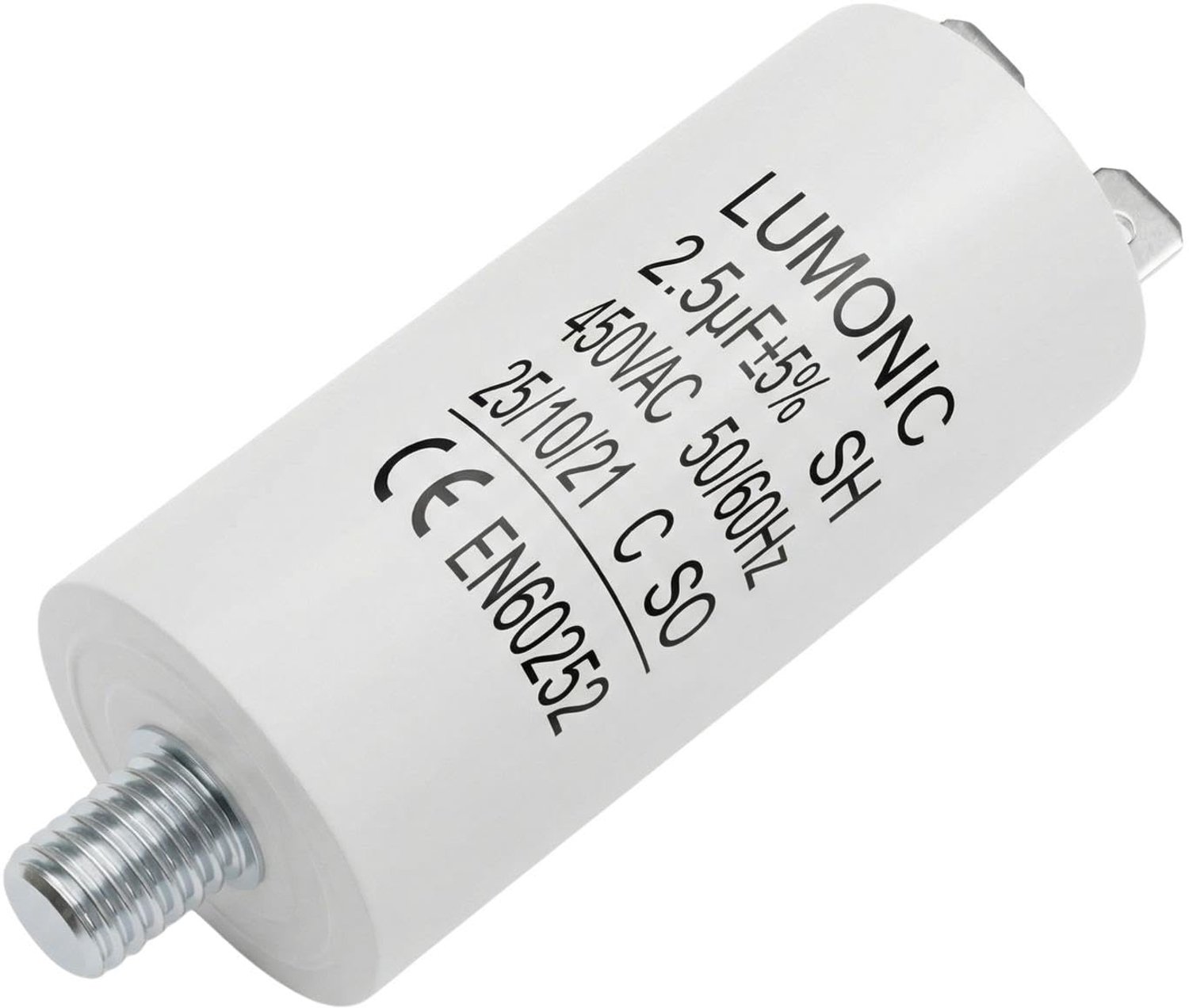 Lumonic Starting Capacitor with Connector 6,3x0,8mm I 2,5µF 450V I 26x55mm I 2,5uF I Motor Capacitor with Plastic Housing I Operating Capacitor I for