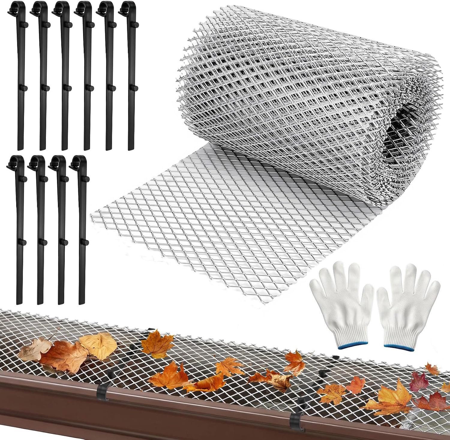 Dakgoot, bladbescherming, 15 cm x 600 cm, regengoot, bladbescherming, op maat te snijden, dakgootbescherming - ShopVlot