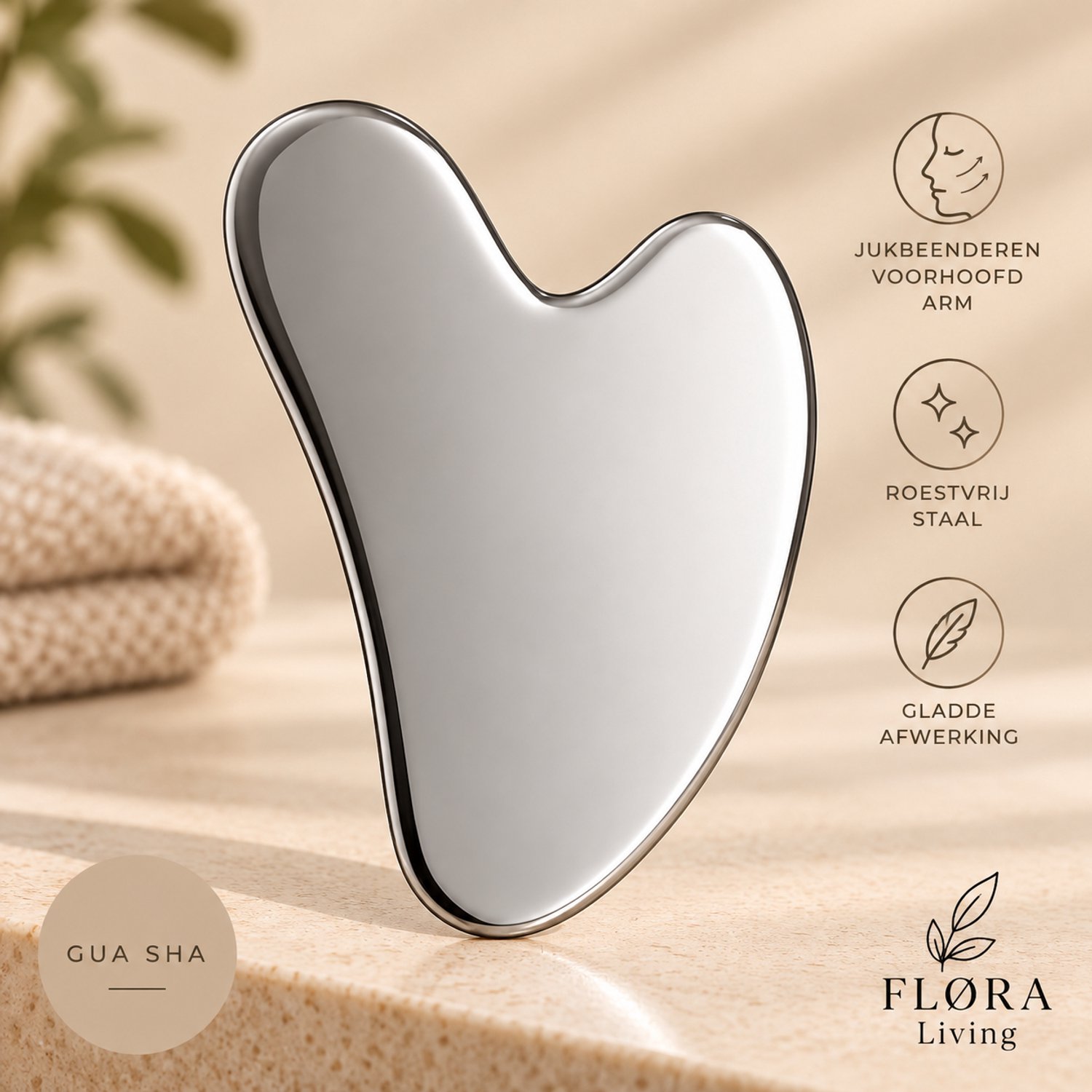 Gua Sha Metaal - Guasha Massage Tool Gezicht - Gezichtsverzorging - FLØRA Living