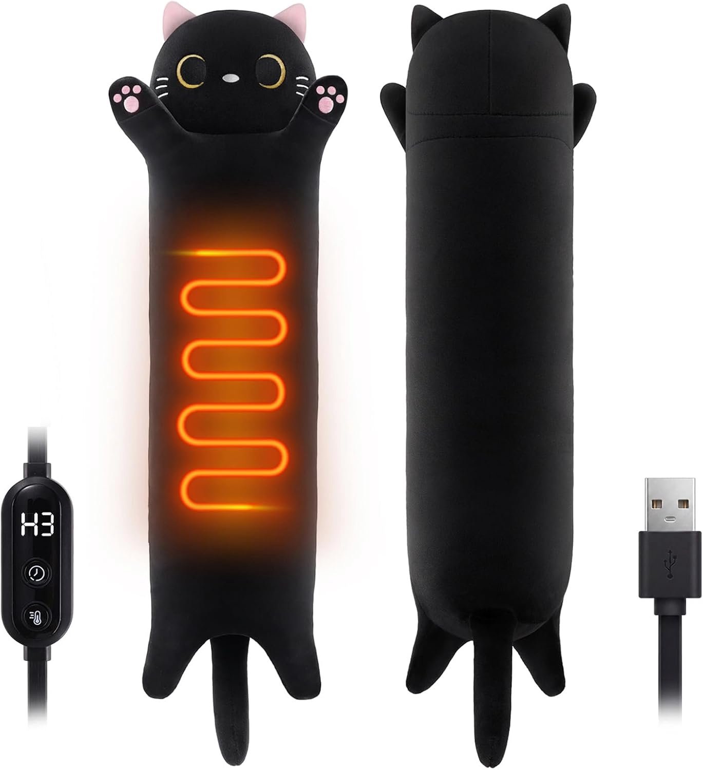 Kat verwarmingskussen voor menstruatiekrampen, menstruatiepijnverlichting, draagbare elektrische warmtepads USB-voeding, schattige katten, pluche knuffeldieren, grappige cadeaus voor vrouwen
