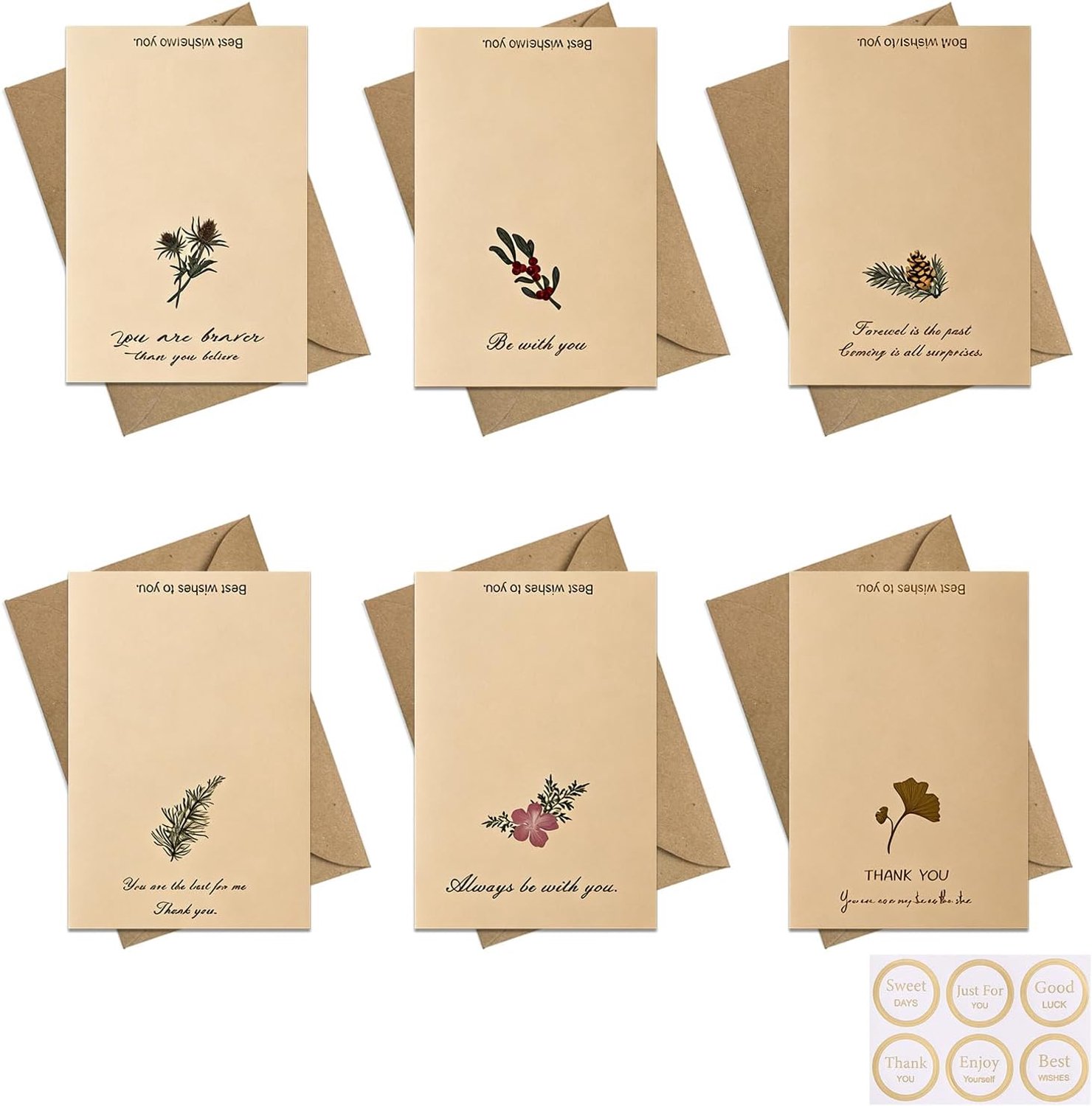 Condoleancekaarten, 12 stuks, met envelop, stempelstickers, cadeau voor condoleances en bloemen, 11,5 x 17 cm, kaart voor het schrijven van berichten