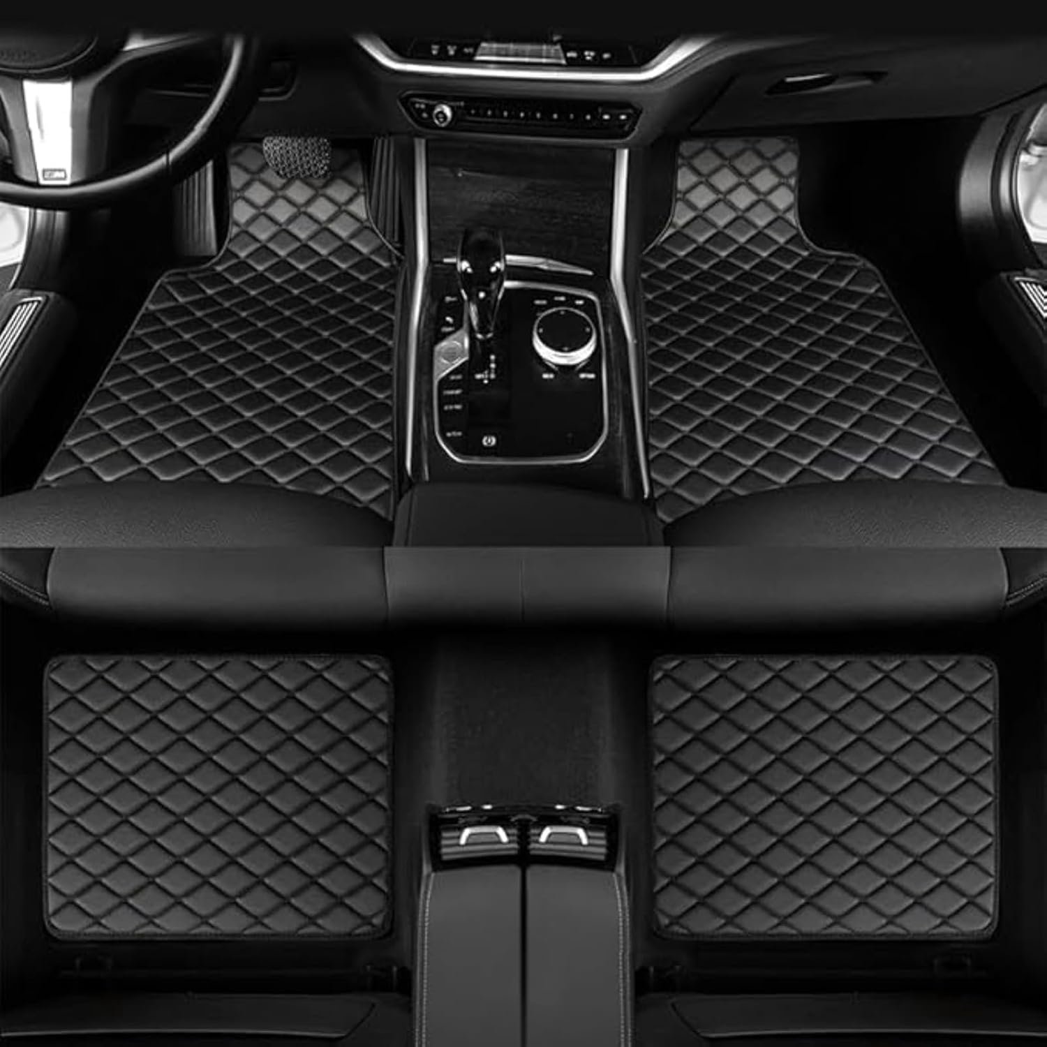 Auto Vloermatten Vloermat voor Cupra Born 2021-2025, 4-delig Waterdicht Antislip Krasvast Leeren Vloermatten Interieur Tapijten,Black