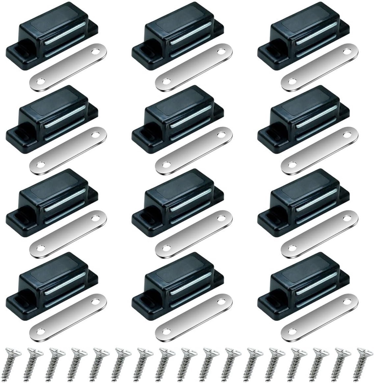 Selyse Pack of 12 Strong Magnetic Door Closers, White, Magnetic Snapper for Cabinet Doors, Furniture and Drawers with - ShopVlot