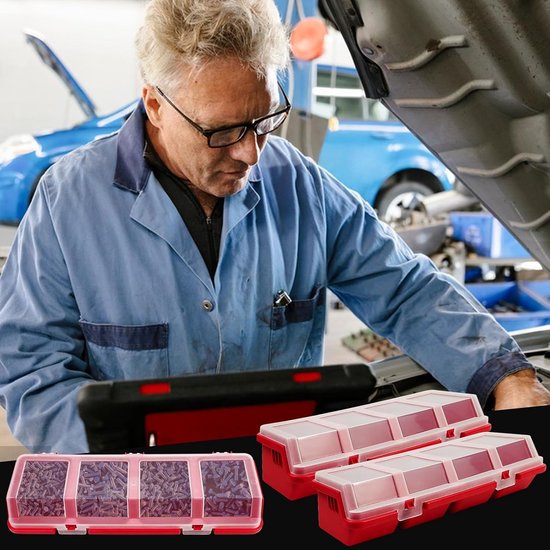 6 Stuks Schroef Organizers Opbergbakken met Deksels, Plastic Stapelbare Hardware Organizer Box voor Garage Nagels/Craft Tool Organiseren, Gereedschapskar Kast Werkbank Laden met Compartiment Bolt — afbeelding 2