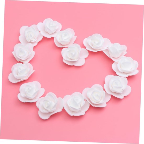 100stuks Kunstmatige Rozenkoppen Voor Boeketten Decoratie Wit Voor Bruiloft Feest Babyshower Thuisdecoratie — afbeelding 4