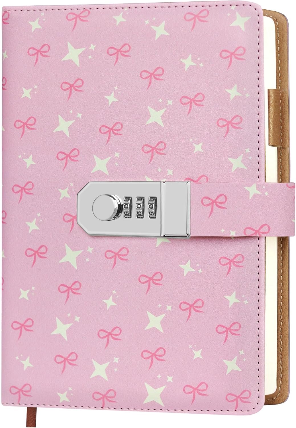 Agenda Met Slot, A5-Formaat Notitieboek Met Pu-Leren Kaft, 200 Pagina's, 100 g/M² Gelinieerd, A5-Formaat Agenda Voor Meisjes, Geschikt Voor Studie, Werk En Als Dagboek (B)