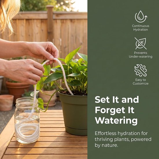 2 Stuks Zelfbewaterende Katoenen Plantendoek Automatische Waterabsorptie voor Binnenpotten Hydrocultuur Universele Wicks voor Plantenbewatering Wortelhydratatie — afbeelding 5