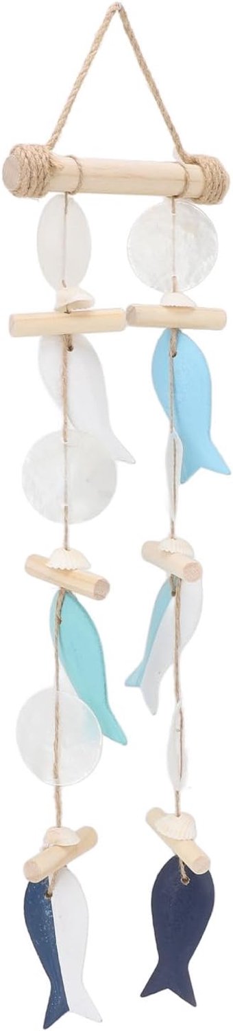 Chrees Vis Windgong Kusthangend Decor voor Thuis Strand Keuken Massief Houten Henneptouw Cover voor Hal (Type 1)