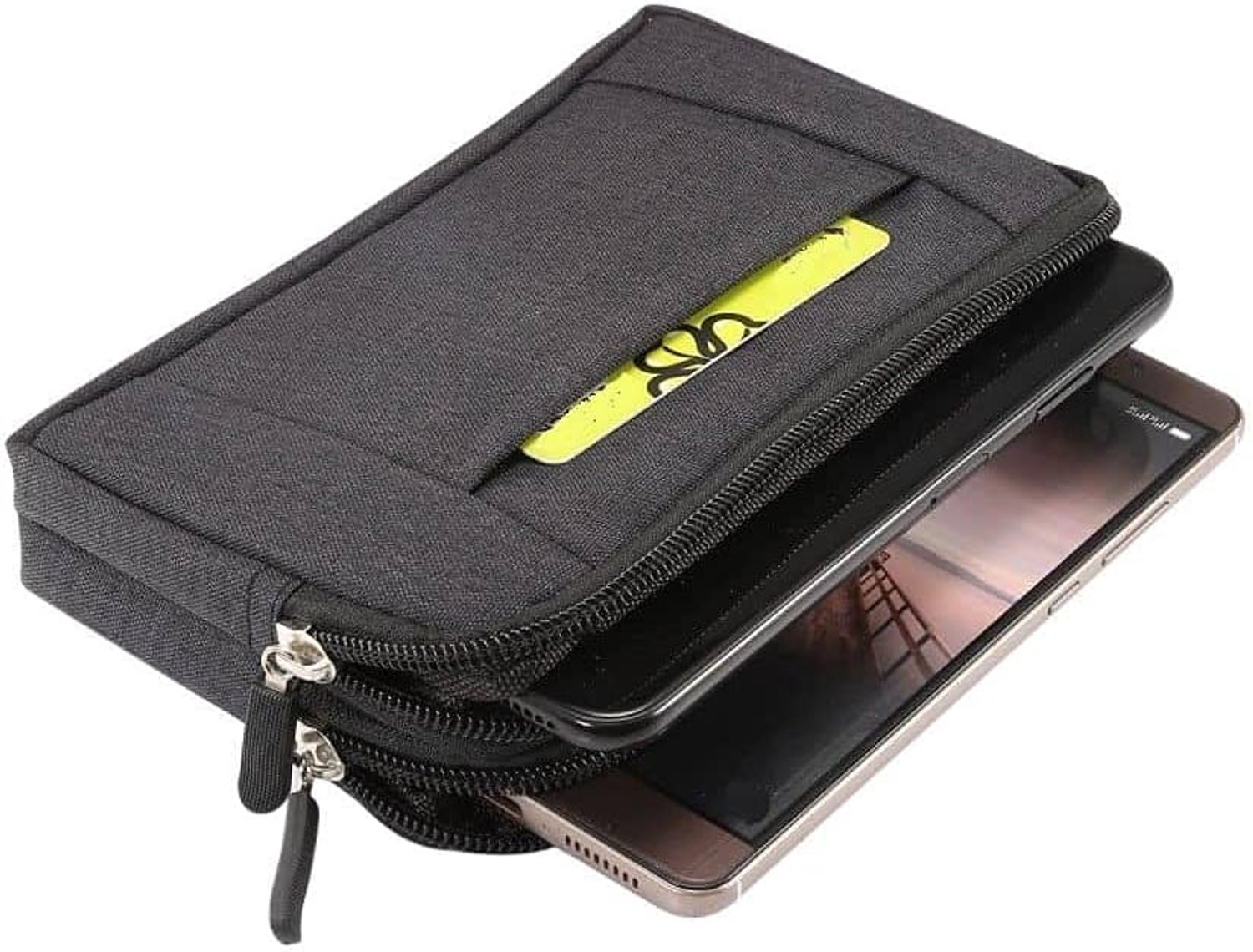 Multifunctionele horizontale riemtas 2 compartimenten met ritssluiting voor Gionee S10B - Zwart (16,5x 9cm)