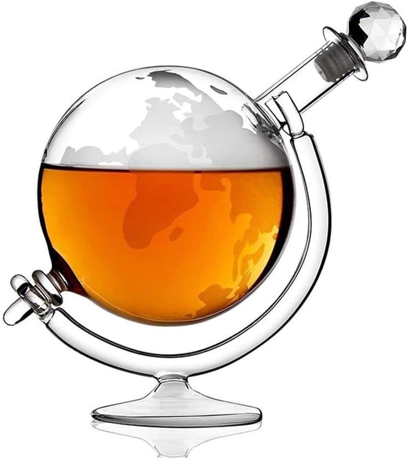 Flessenrek Wijnrek Wijnglas Houder Whisky Globe Decanter, Transparant Kristal Handgeblazen Loodvrij Glas, Voor Liquor, Scotch, Bourbon, Vodka, 1000Ml