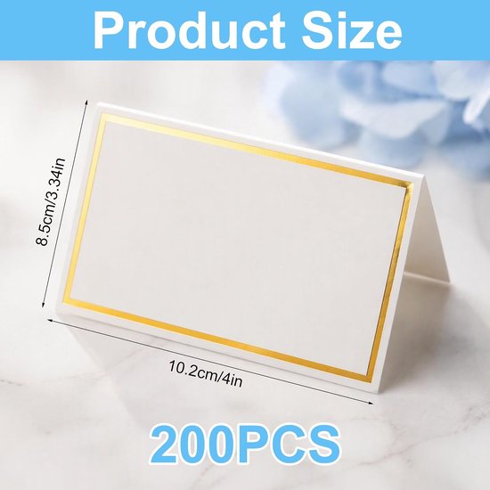 200 Stuks Blanco Plaatskaartjes, 10x8.4 cm Opvouwbare Tafelkaartjes — afbeelding 5