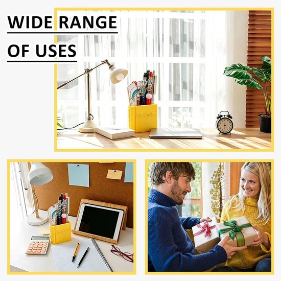 2 stuks boekvormige bladwijzerhouders, geel, 3D-bedrukte bladwijzerhouder, plastic bladwijzer-organizer — afbeelding 2
